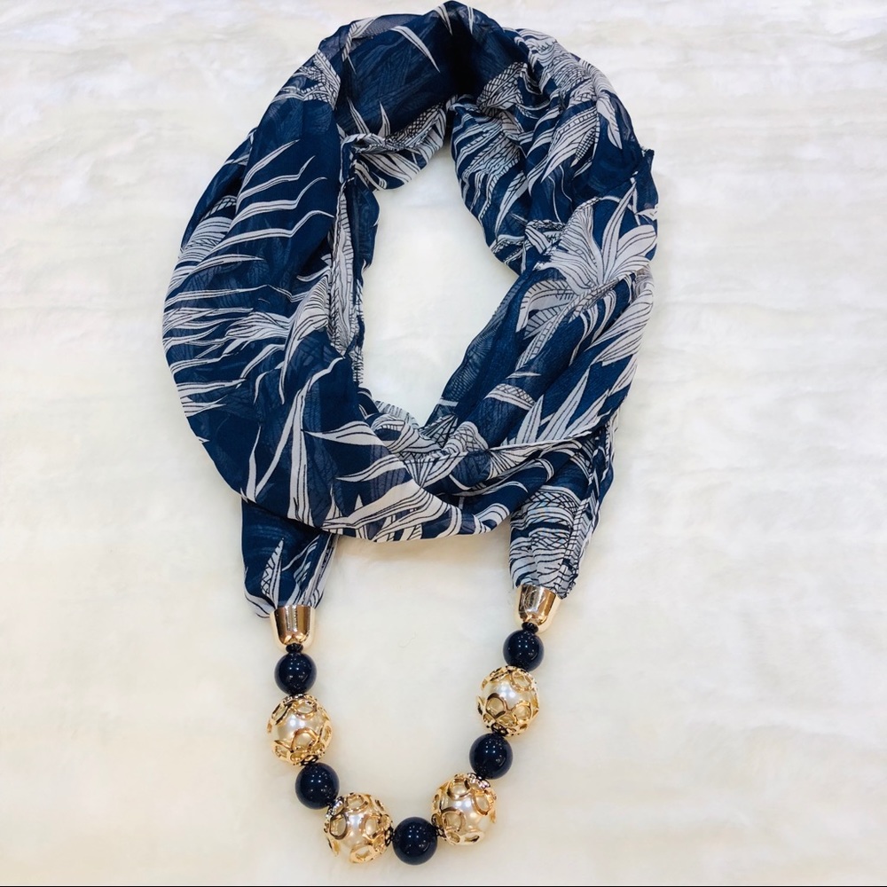 Blue and white Jewelry Scarf (me)